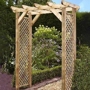 Squared Lattice Wooden Garden Arch 
