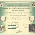 Allotment Prize Certificate