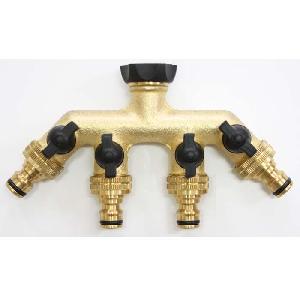 IGNPION 2 Way Brass Tap Manifold with Individual On/Off Valves Tap Adaptor for 
