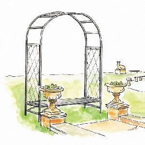 Roman Half Lattice Standard Garden Arch and Bench Seat